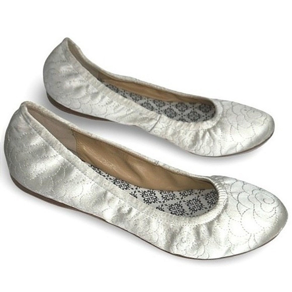 Hey Lady Smitten Ballet Flats Women's 7 Antique Silver Quilted Leather Bridal - Picture 13 of 16